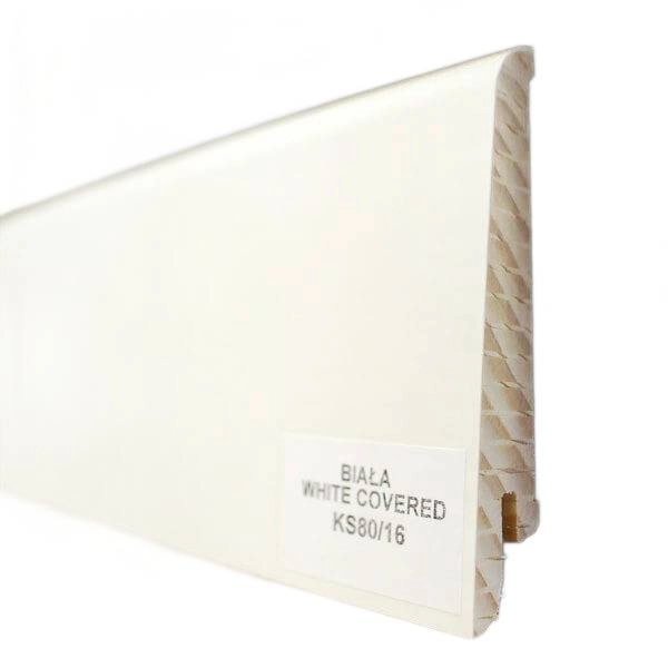 Drewniana listwa przypodłogowa olejowana KS80 (240 cm x 7,9 cm x 1,6 cm) Jesion Biały olej