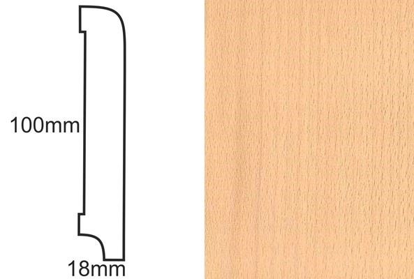 Listwa przypodłogowa fornirowana lakierowana CP100 R10 (240 cm x 10 cm x 1,8 cm) buk