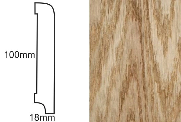 Listwa przypodłogowa fornirowana lakierowana CP100 R10 (240 cm x 10 cm x 1,8 cm) dąb czerwony