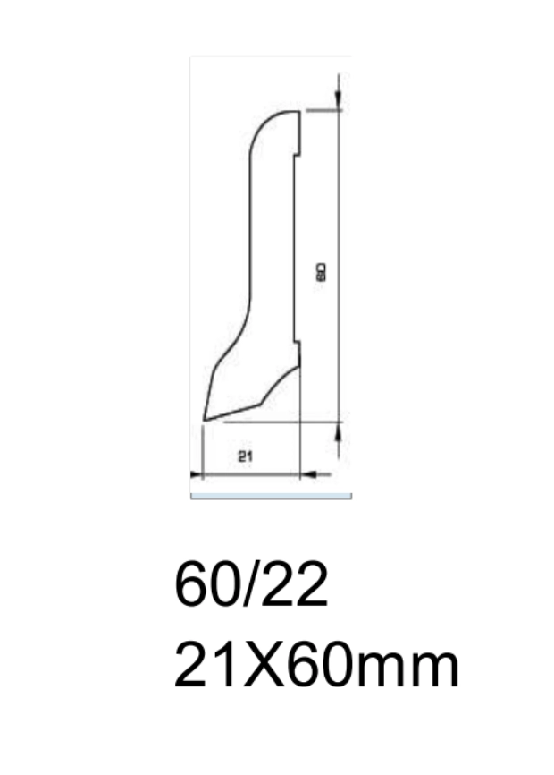 Drewniana listwa przypodłogowa lakierowana 60/22 (240 cm x 6 cm x 2,1 cm) Merbau