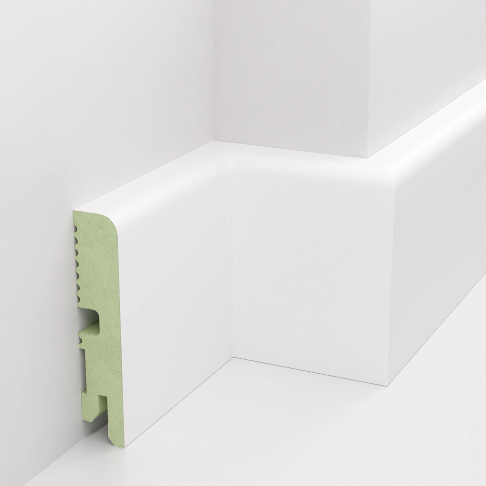 Listwa przypodłogowa lakierowana biała, MDF wilgocioodporny, FOGE LB1 - 8cm