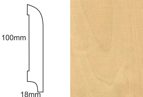 Listwa przypodłogowa fornirowana nielakierowana CP100 R25 (240 cm x 10 cm x 1,8 cm) brzoza